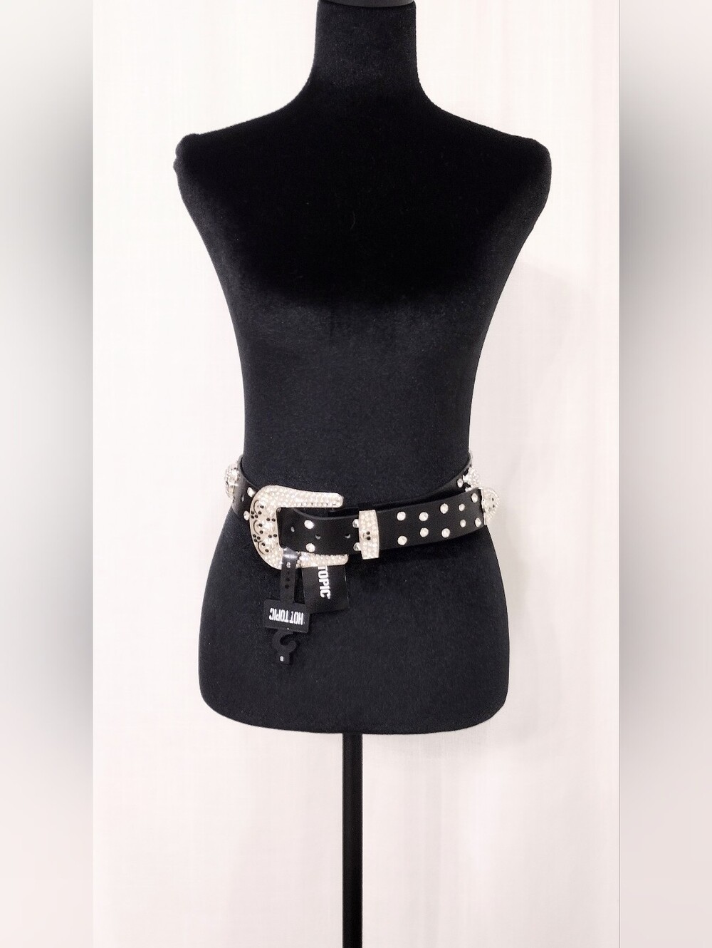 Black Studded Gothic Style Buckle Belt  With Skulls